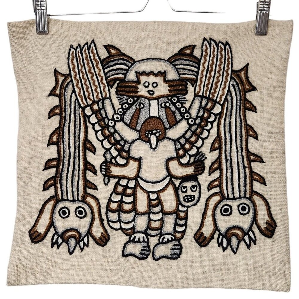 Handcrafted Embroidered Wall Hanging - Brown and Black